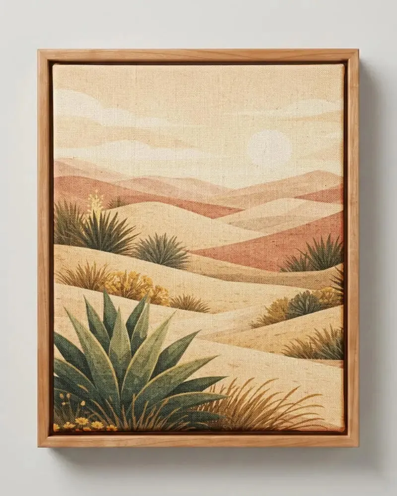 Desert Dunes sand dune canvas print in solid pine floating frame