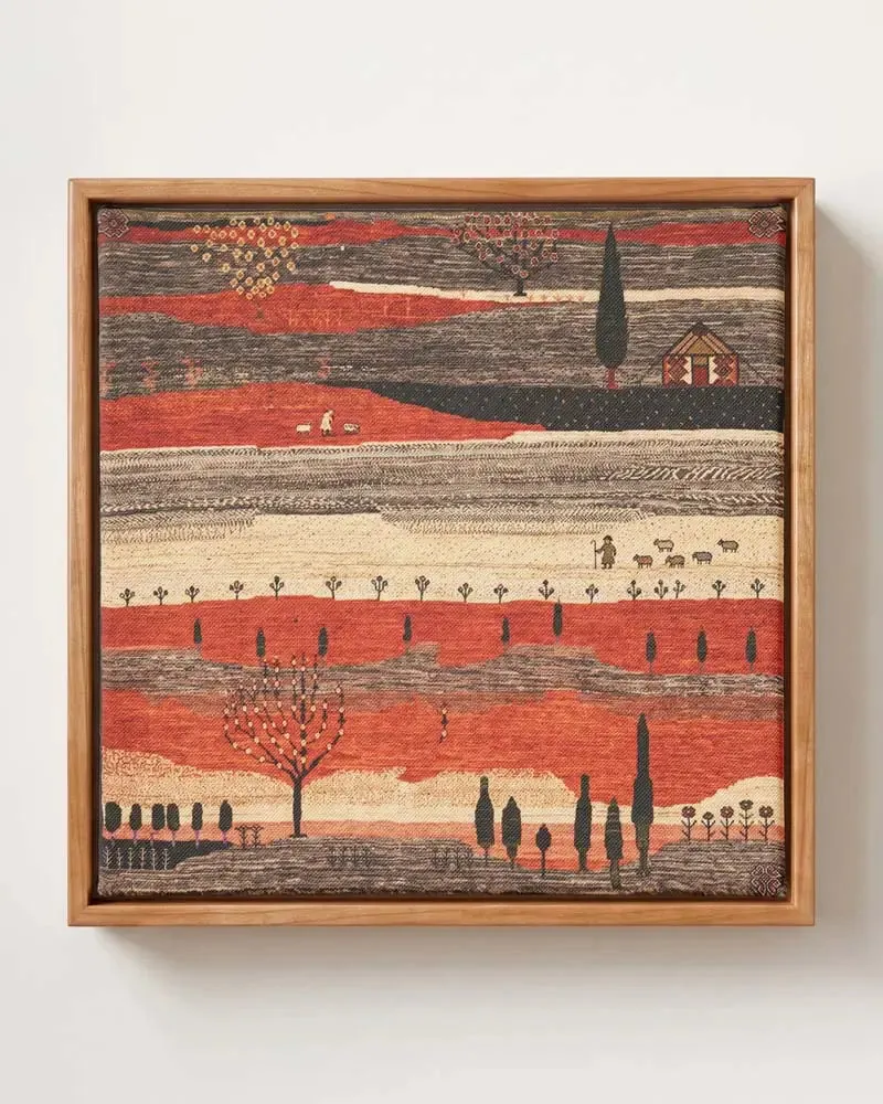 Crimson Countryside canvas print in a solid pine floating frame, shown as an example of wall art sizing