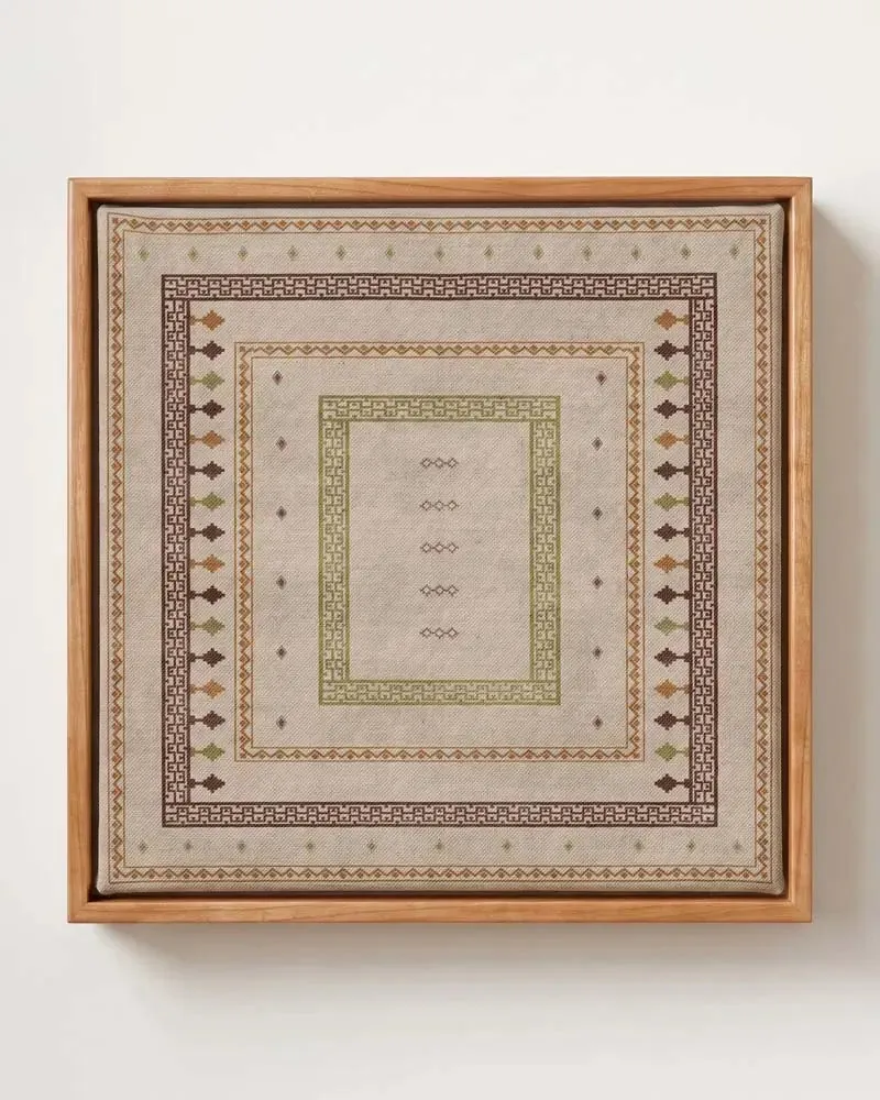 Linear Harmony geometric border canvas print in solid pine floating frame